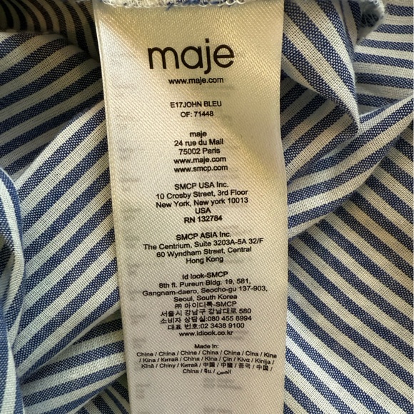 Maje Blue and White Striped Ruffled Wrap-Effect High-Low Maxi Skirt - Picture 11 of 13